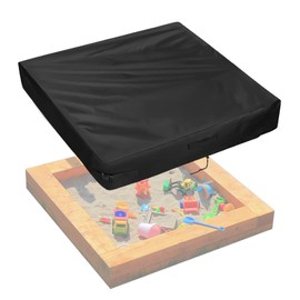 Safipotts Sandbox Cover, Heavy Duty Waterproof Sand Box Cover, Suitable Use as Kids' Outdoor Square Sandbox Lid (Black, 60" X 60" X 7.8"), Only Cover