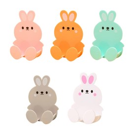 JruiZhp Rabbit Coat Hooks, Cute Wall Hangers without Nails, 5Pcs Mixed Color Sticky Hooks, Decorative Hooks for Bedroom, Hanging Coat Key Bag Hat Bathroom Robe Towel