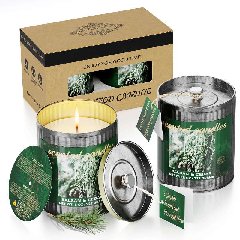 2 Pack Balsam & Cedar Scented Candle Sets | Soy