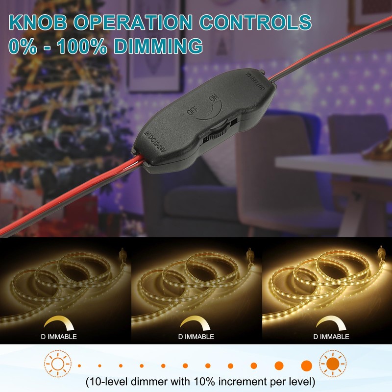 MECCANIXITY LED Strip Dimmer, DC 12V to 24V 6A Rotary