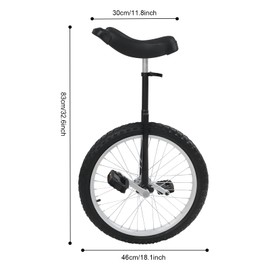 YUNLAIGOTOP 20 Inch Wheel Unicycle for Adults & Kids, Unicycle Bike One Wheel Bike for Outdoor, Wheel Cycling Exercise Bicycle for Balance Training, Adjustable Height 78-90cm (Black)