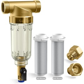 Universal 5 Pack Whole House Water Pre-Filter System Spin Down Sediment Water Filtration