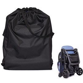 QXCFTW Travel Stroller Bag, Portable Pram Bag for Airplane, Waterproof Buggy Bag Pram Travel Bag for Airplane, Gate Check Bag Pushchair Cover Storage Bag(Black)