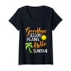 Womens Teacher Summer Outfits Goodbye Lesson Plans Hello Suntan V-Neck