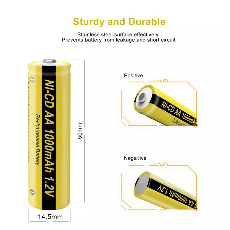 PKCELL 2x AA Rechargeable Batteries NiCD 1000mAh 1.2V Garden Solar