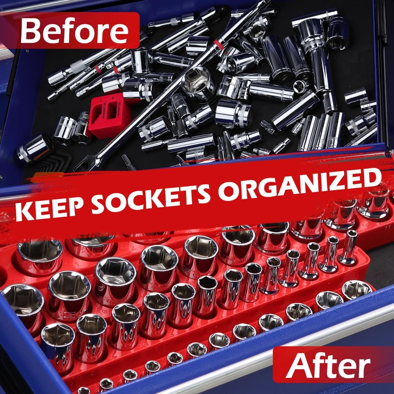 2-Piece 1/4"-Drive Metric Magnetic Socket Organizer Set (Holds 26 Sockets)