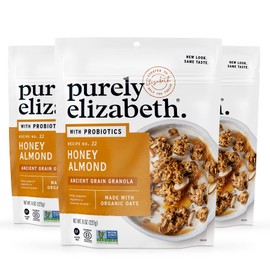 Purely Elizabeth, Honey Almond, Ancient Grain Granola with Probiotics, Gluten-Free (3 Ct, 8oz Bags)