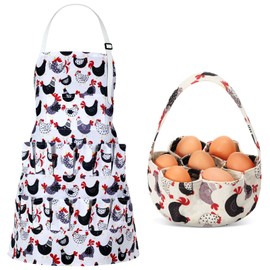 2 Pcs Egg Collecting Apron Chicken Egg Gathering Basket with 7 Pouches Fresh Egg Holding Apron with 14 Pockets(Vivid Style)
