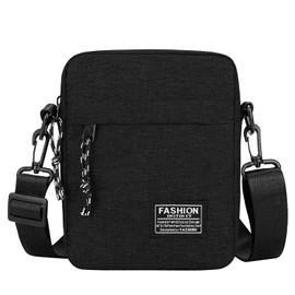 ZGDEIWGF 1 x Men's Shoulder Bag, Small Shoulder Bag, Waterproof Shoulder Bag, Lightweight Portable Canvas Bag, Adjustable Fashionable Leisure Bag, Suitable for Travel, Work and Travel, black