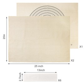 9 PCS Pastry Cloth and Rolling Pin Cover Set, 3PCS 25" X 20" Heavy Cotton Canvas Cloth Pastry Mats, 6PCS 13" X 2.7" Flexible Rolling Pin Covers Sleeves for Rolling Dough Pie Baking Bread Supplies