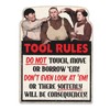 The Three Stooges Tool Rules Metal Sign - Funny Three