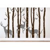 Birch Tree Branches Forest Birds Winter Deer Silhouette Wall Decal