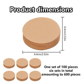 600-Pack Bleached Coffee Filter Paper - 64mm/2.5 Inch Circular Filters for Keurig, Mr. Coffee & Espresso Machines, Fast Flow Disposable Paper Filters