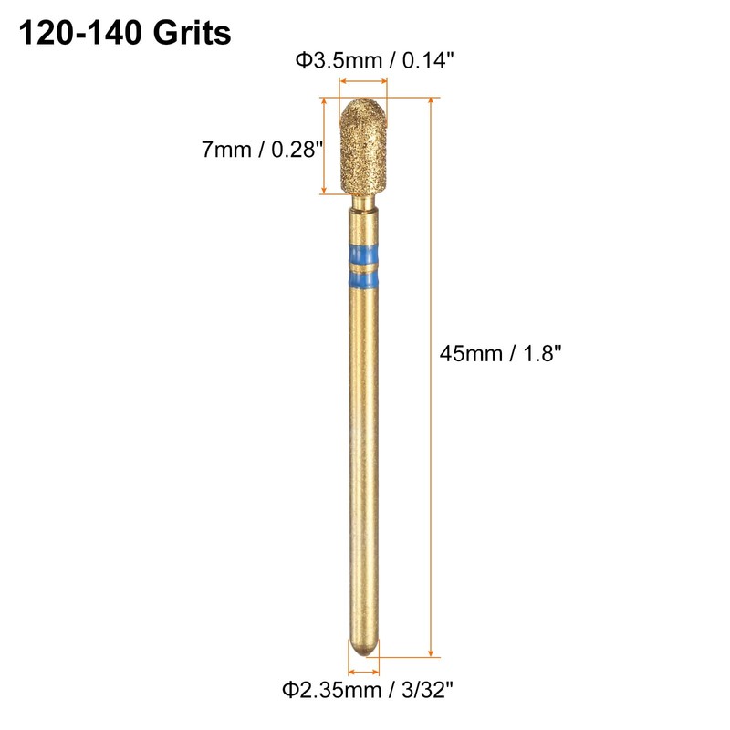 sourcing map 6pcs 120-140 Grits Diamond Grinding Bit 3.5mm Cylindrical