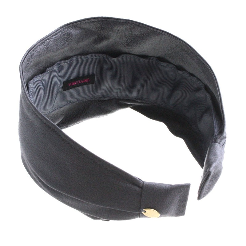 VINGTAINE HK-170-GY- Faux Leather, Wide, Hair Accessories, Wide, Simple, Gray