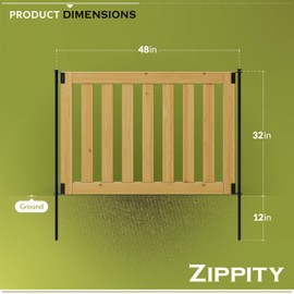 Zippity Outdoor Products 32in H x 48in W (2 Panels) No Dig Newberry Wood Fence Kit, Perfect as a Small Dog Fence or Decorative Temporary Garden Border Fence Panels for Yard, Deck, Patio, ZP19075