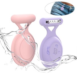 Aircawin for AirTag Holder Case with Brooch Pin,2 Packs Waterproof Hidden AirTag Case for Kids,Item Locator,Anti Lost GPS Tracker Item Finder for Child/Kids/Elderly/Clothing-Pink+Violet
