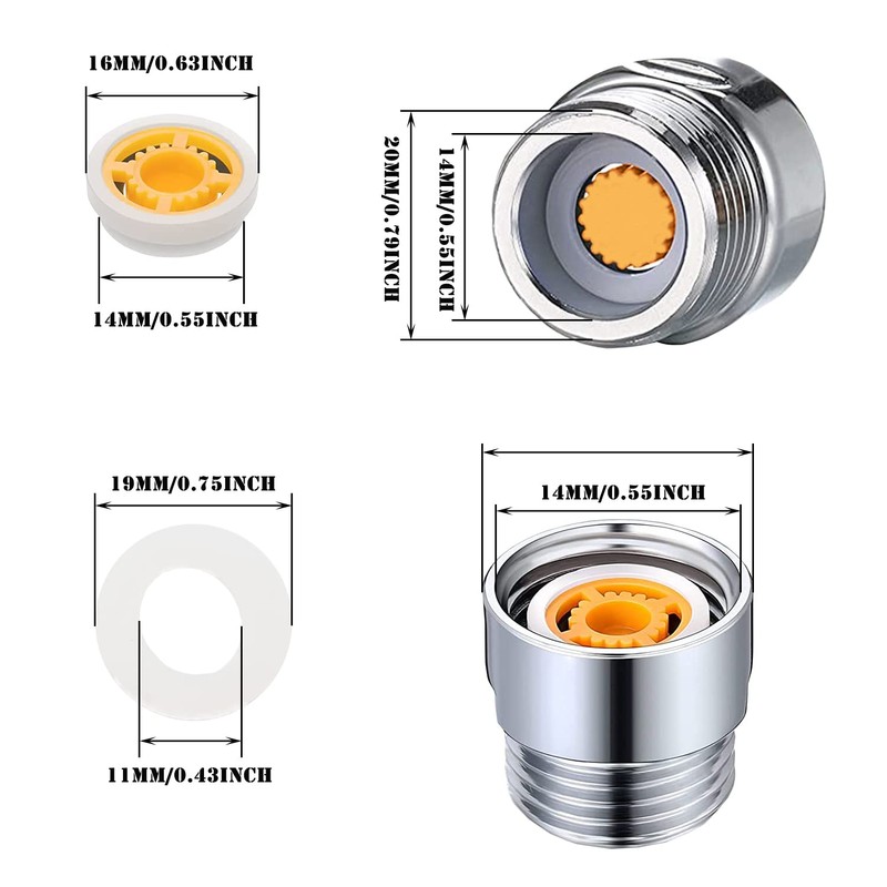 7PCS Shower Flow Reducer Limiter Set,Control Valves Shower Water Flow
