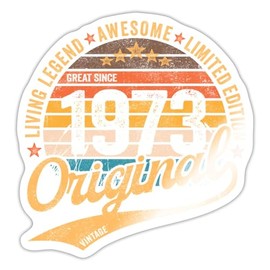 Spreadshirt Original Since 1973 50th Birthday Gift Idea Sticker, 10 x 10 cm, Glossy White
