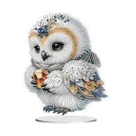 Syntego 5D DIY Beautiful White Owl Tabletop Diamond Painting Kit Crystal Rhinestone Approx 24cm x 18.5cm Acrylic Decoration