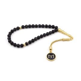 "Gök-Türk Prayer Beads Tesbih 33 Beads Tasbih IYI Kayi Boyu Natural Stone, Color Name: Black
