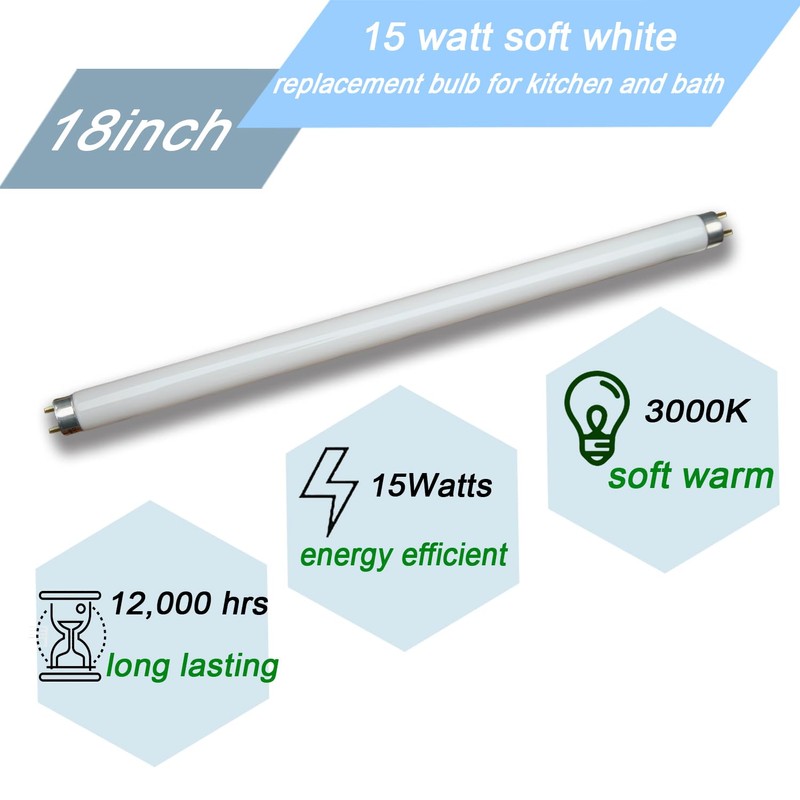 18 inch F15T8/WW Fluorescent Light Bulb 15watt F15T8-KB Warm White