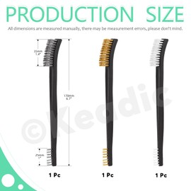 Keadic 8Pcs Small Wire Brush and Paint Scraper Set, Nylon/Brass/Stainless Steel Scratch Bristles with Curved Handle Grip for Cleaning Rust, Welding Slag, Dirt & Paint Scrubbing