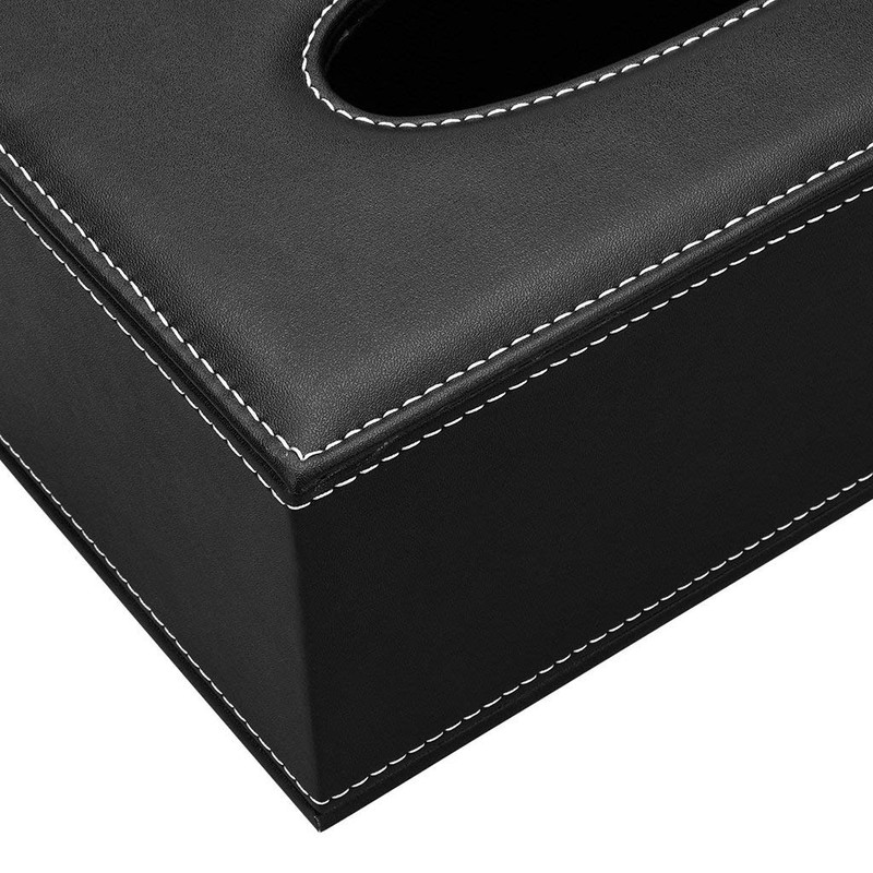 PU Leather Tissue Box Holder Black Tissue Holder for Bathroom