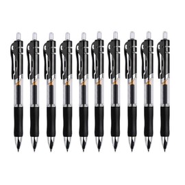 Gel Ballpoint Pen, Ballpoint Pen, Click Type, 0.5, Black/Red, 10 Pcs, Quick Dry, Notebook, Note, Graph, Sketch, Office Use, Writing Instruments (Black, Black)
