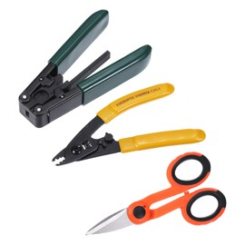 MECCANIXITY Optical Fiber Tool with Non-metallic Reinforced Fiber Optic Stripper, Three Hole Fiber Optic Stripper, Scissors for Fiber Optic Floor Cables (3 in 1)