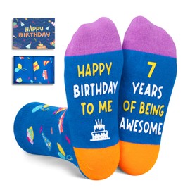 Zmart 7th Birthday Gifts for Boys - Socks for Boys Girls Age 7, 7 Year Old Boy Gift Ideas, Presents for 7 Year Olds, Blue