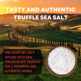 Black Truffle Salt for Soups and Sauces – Infused Italian Salts with Natural Truffle Oil that Adds Flavor to Popcorn and Fries – 14 Oz Bag by Sea Salt Superstore