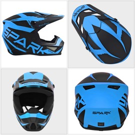 Motocross Helmet,Youth & Adult ATV Dirt Bike Motorcycle Helmet, Kids BMX 4-Wheeler Off-Road Mountain Bike Helmet,DOT Certified,W/Gloves Goggles Mask 4-Piece Set (X Blue, Small)