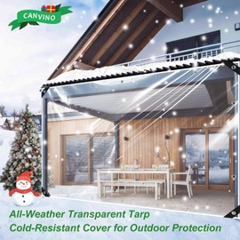 CANVINO Clear Tarp 6x6 ft, Heavy Duty Waterproof Tarp with Grommets, Thickened Tear Resistant PVC Tarps for Chicken Coop Protection, Pergola, Greenhouse, Patio, Balcony