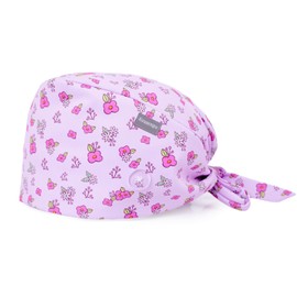 Kousenpu Scrub Caps Women, Adjustable Working Cap with Buttons, Cute and Breathable Surgical Cap with Sweatband One Size (US, Alpha, One Size, Pink Flower)
