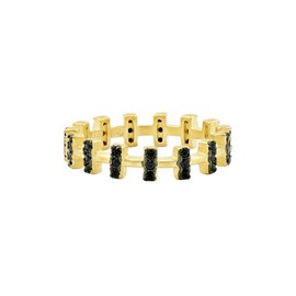FREIDA ROTHMAN Handset Black Stone Bar Ring - Size: 5