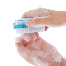 Amaxiu Nail Cleaning Brushes, Double Sided Nail Clean Up Brush with Nylon Stiff Bristles Fingernail Brush for Cleaning Cuticles Fingernails Toes Nail Hand Scrub Brush for Men Women, 2 Pcs(Red, Blue)