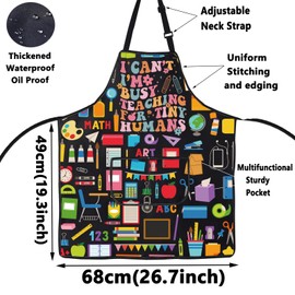 WZMPA Funny Kindergarten Teacher Apron Nursery Teacher Gift I Can’t I’m Busy Teaching Tiny Humans Apron Kindergarener Merch (Busy Tiny Humans Ap)