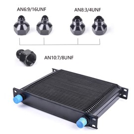 ZHSYMX 30 Row AN10-10AN Stacked Plate Oil Cooler With 6AN 8AN Adapter Universal Engine Transmission British Radiator Oil Cooler Condenser Aluminium Alloy Black