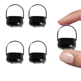 ZNTU Mini Leprechaun Pot 4 PCS Small Black Pots St Patricks Day Tiny Leprechaun Pot of Gold Bucket Leprechaun Trap Supplies