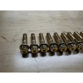 Din 6923 M7 32mm 24 K Gold 3PC Wheel Rim Assembly Bolts BBS RS OZ Schmidt Screws (10 Pcs)
