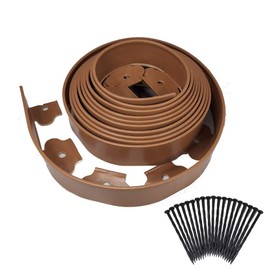 One Stop Outdoor Instant Edging - Brown 20ft Premium No Dig Yard Edging Kit, for Landscaping, and Flower Gardens Border - (2" High) - Includes 18 Edging Stakes (Brown)