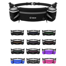 Q-RUN Running Hydration Belt, Black, Large 34-50 inches, 10 Oz