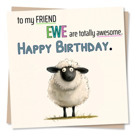 Funny Birthday Card for Friend - To My Friend. Ewe Are Totally Awesome - Happy Birthday Card For A Special Friend