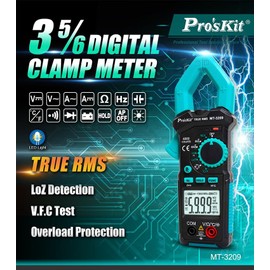 Pro'sKit Tool solutions MT-3209 3-5/6 AC/DC Digital Clamp Meter ACV ACA True RMS Measurement VFC Detection LoZ Measurement NCV Detection(MT-3209)