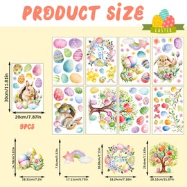 CHIHOLEN Easter Window Stickers,9 Sheets Easter Window Decoration,Double Sides Easter Window Stickers with Eggs Bunny Rabbit for Windows Easter Party Decor(B)