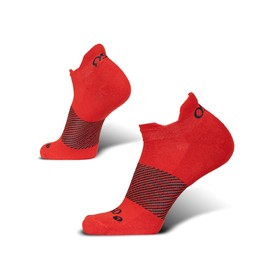 OS1st Wicked Comfort No Show Socks with light compression for maximum cushion, blister protection and breathable fabric (US, Alpha, Small, Regular, Regular, Cardinal)
