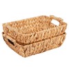Wicker Storage Baskets with Wooden Handles, Hand-Woven Water Hyacinth Storage