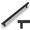 Amerdeco 10 Pack Matte Black Knurled Cabinet Pulls 160mm Hole