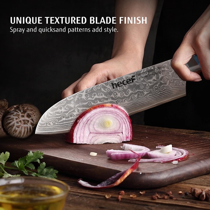 hecef Damascus Chef Knife, High Carbon Stainless Steel Ultra Sharp